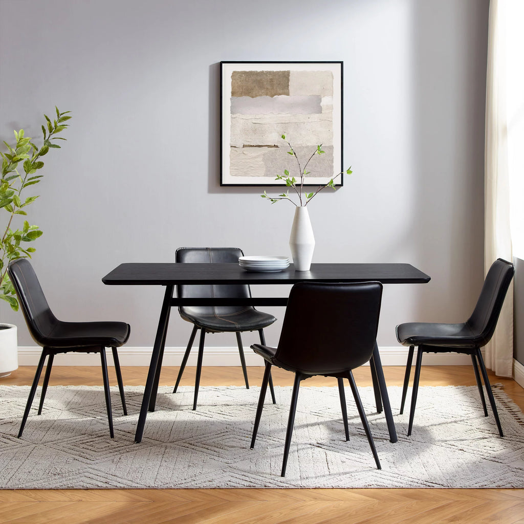 60" Black Metal-Leg Dining Table W778789