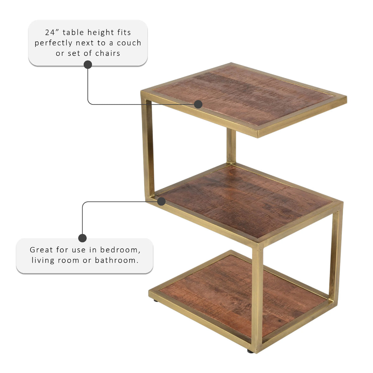 3-Tier Metal Accent Side Table U8027
