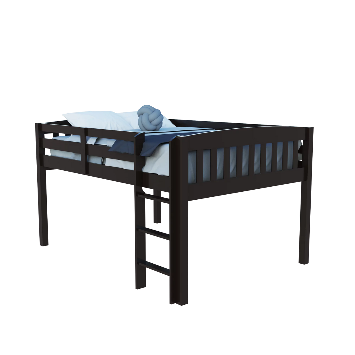 Dark Brown Solid Wood Full Size Loft Bed C163001