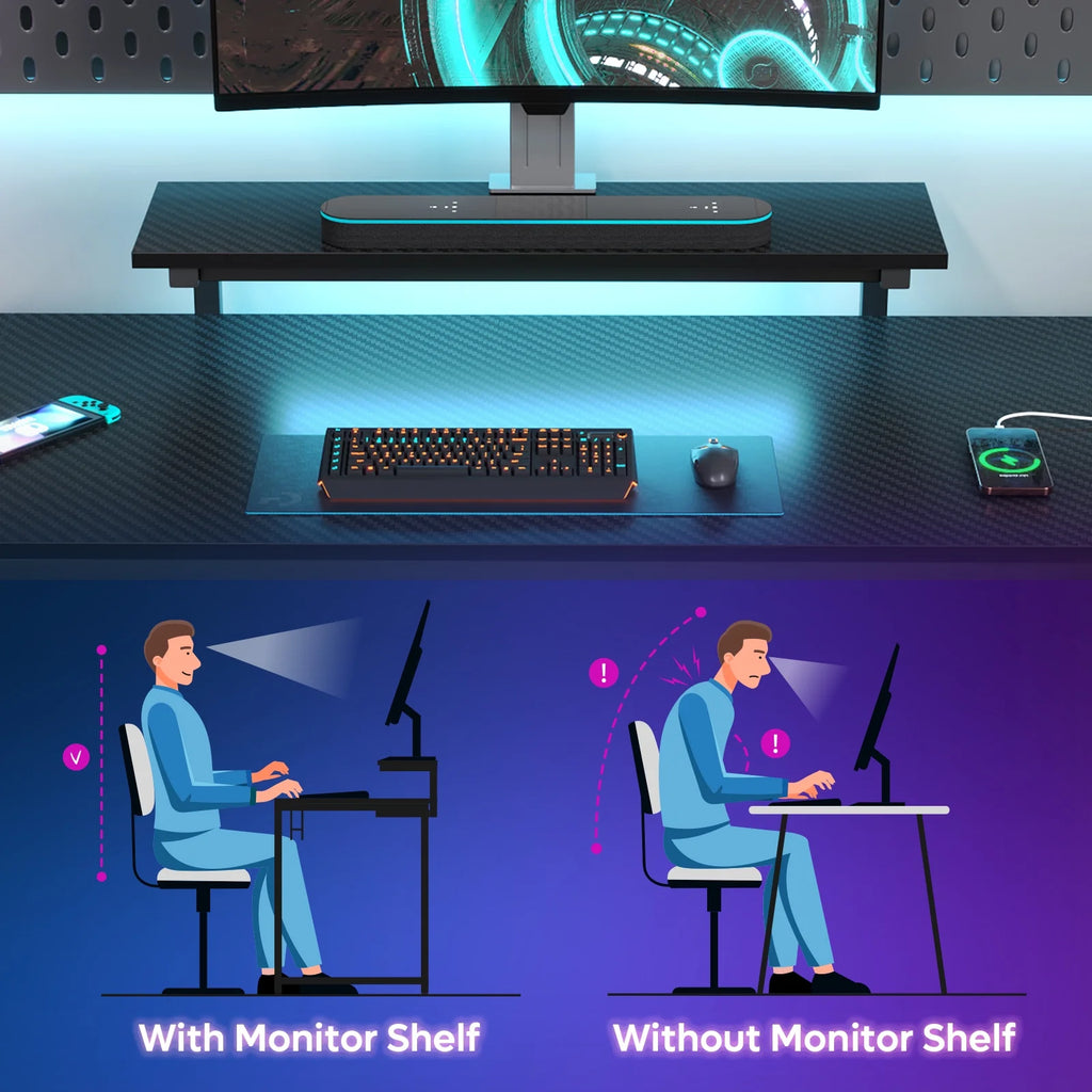 52" L Shaped Computer Desk with LED Lights C5706