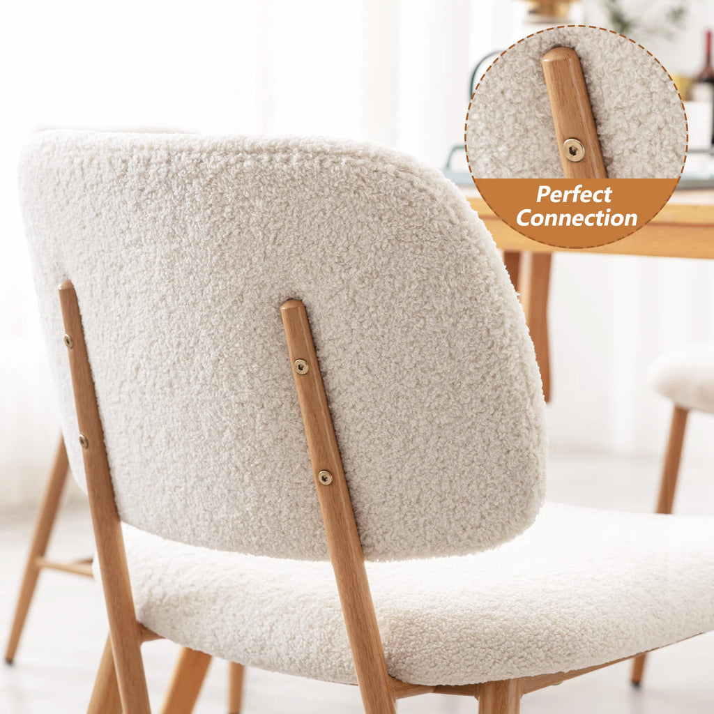 Teddy Upholstered Dining Chairs Set of 2 with Metal Legs D746
