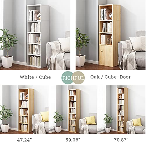 White 71 Inches Tall 8 Lattices Corner Bookcase Y4617