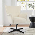 No Wheels Linen Fabric Swivel High-Back Accent Chair with Metal Legs C736799