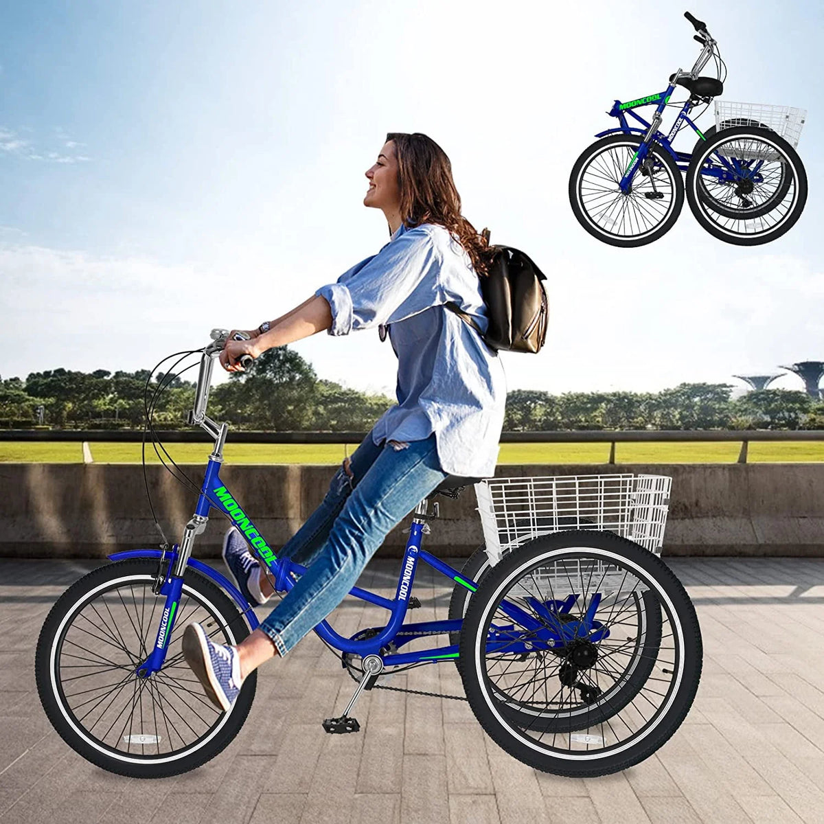7 Speed Folding Adult Tricycle with Basket L7074