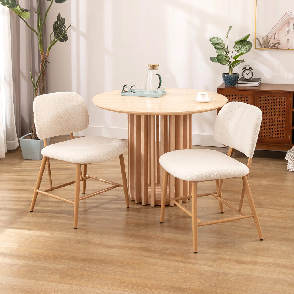Teddy Upholstered Dining Chairs Set of 2 with Metal Legs D746