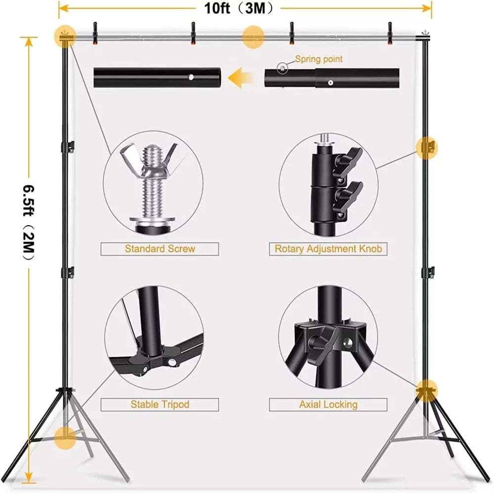 Adjustable Photography Background Stand Kit 6.5 x 10 ft M954158