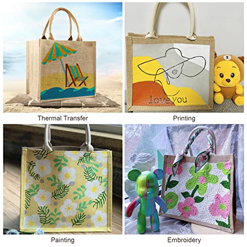8 Pcs Burlap Tote Bags with Ribbon Z4812