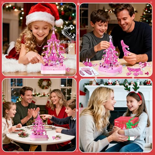 Christmas Tree Building Block Toy Set with Rotating Music Box F655982