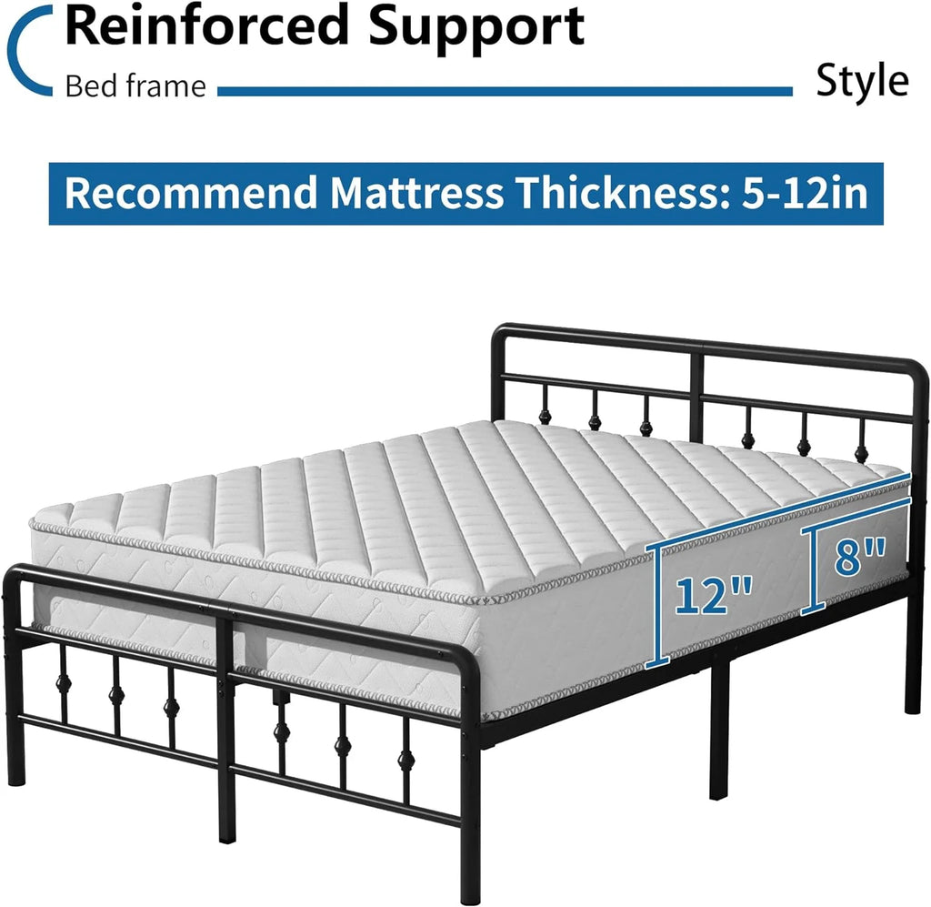 Queen Metal Platform Bed Frame with Headboard and Footboard U53109