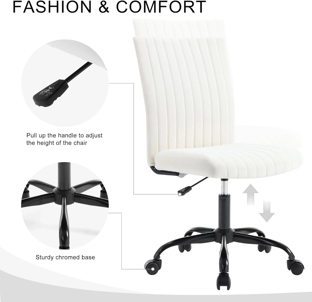 Velvet Swivel Desk Chair with Wheels X6031