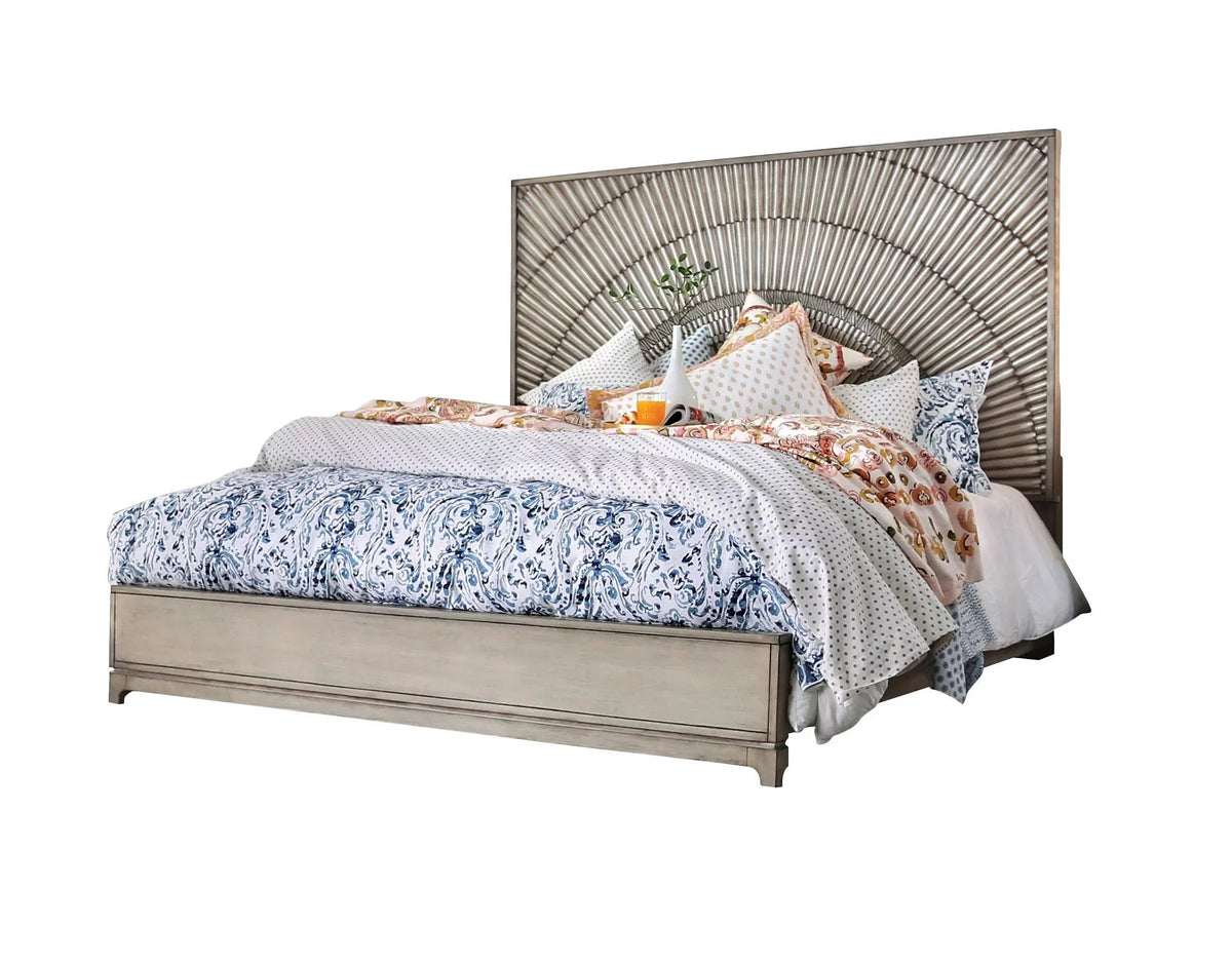 Antique Gray Solid Wood King Bedroom Set 5pcs V1509